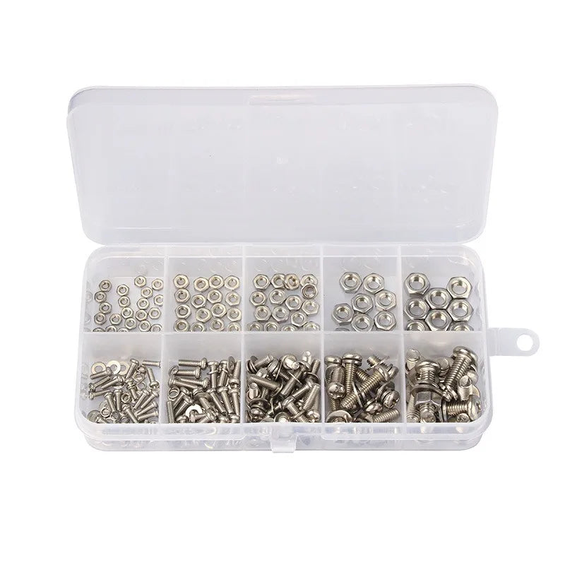Nut and Bolt Set – 320 Pieces, Featuring Durable M2, M2.5, M3, M4, M5 Metric Specifications, Suitable for DIY Projects and Gener