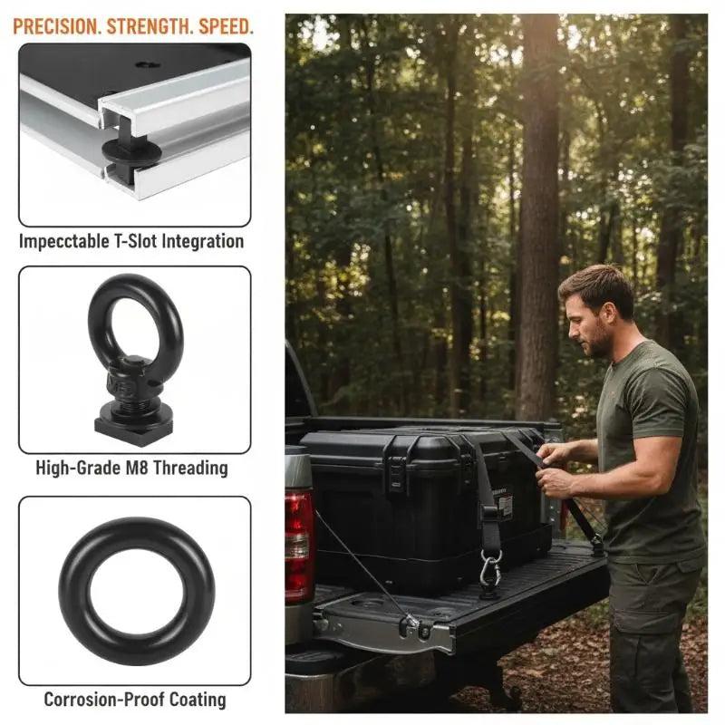T Bolt Eye Nut Kit Stable Support Stainless Steel T Track Mount Tie Down High Hardness For Holding Tie Down Straps