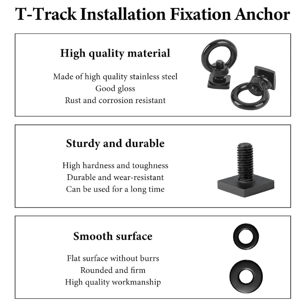 T Bolt Eye Nut Kit Stable Support Stainless Steel Anti Crack T Track Mount Tie Down  High Hardness for Holding Cargo Net