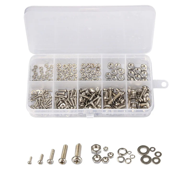 Nut and Bolt Set – 320 Pieces, Featuring Durable M2, M2.5, M3, M4, M5 Metric Specifications, Suitable for DIY Projects and Gener