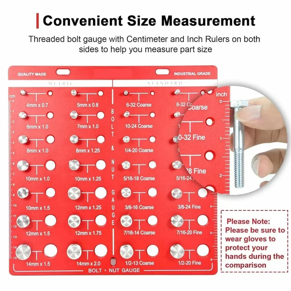 Nut and Bolt Thread Gauge Lightweight Metric Portable Aluminum Alloy Compact Exquisite Identification Imperial Nut Checker