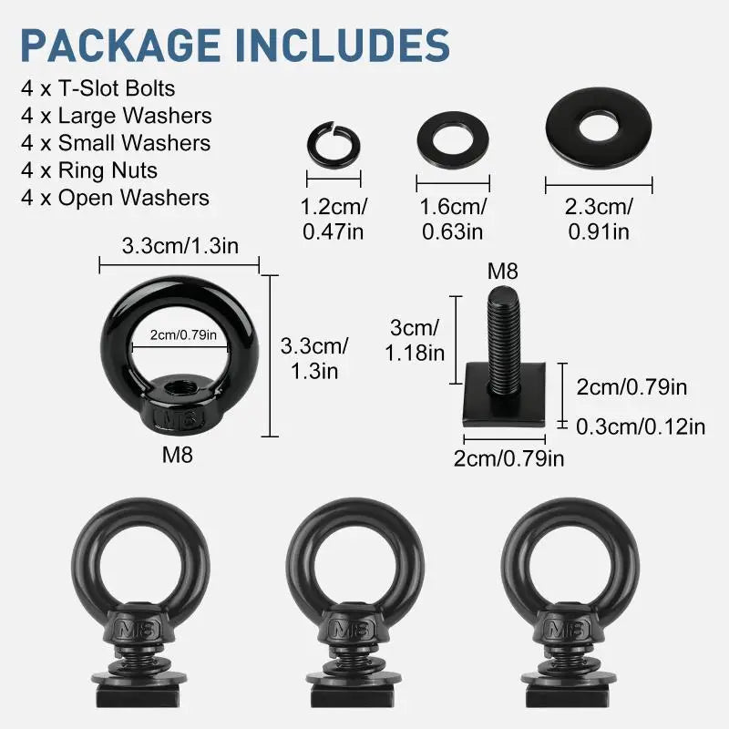 T Bolt Eye Nut Kit Stable Support Stainless Steel T Track Mount Tie Down High Hardness For Holding Tie Down Straps