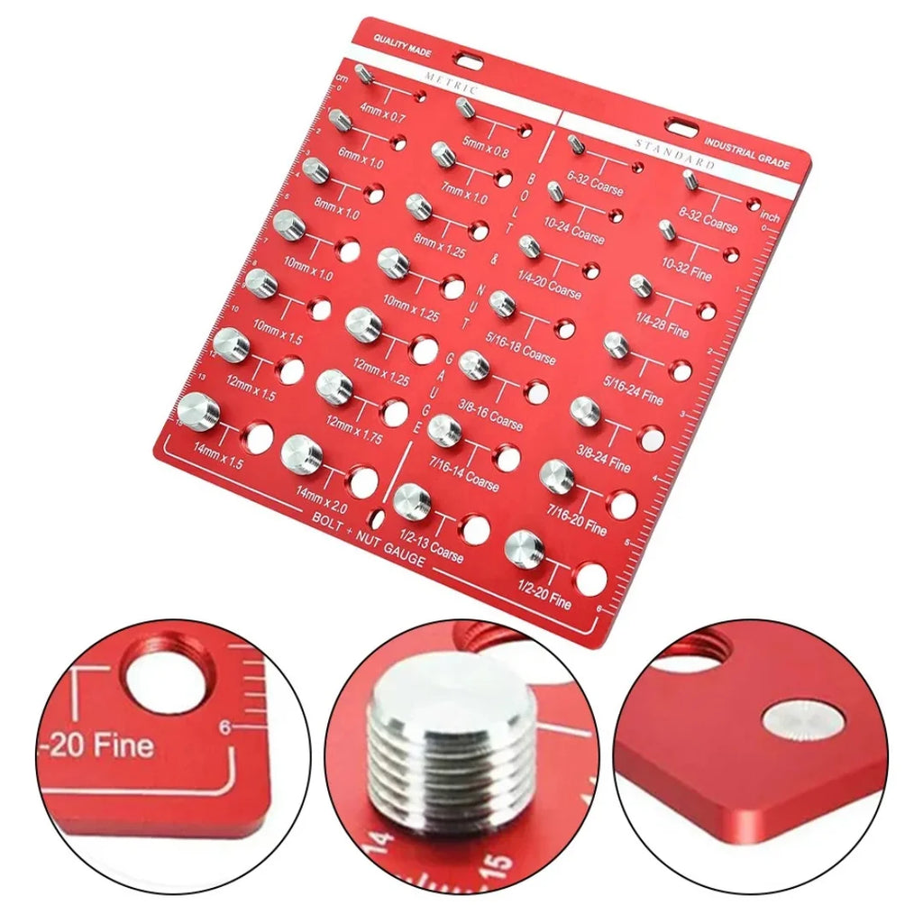 Nut and Bolt Thread Gauge Lightweight Metric Portable Aluminum Alloy Compact Exquisite Identification Imperial Nut Checker
